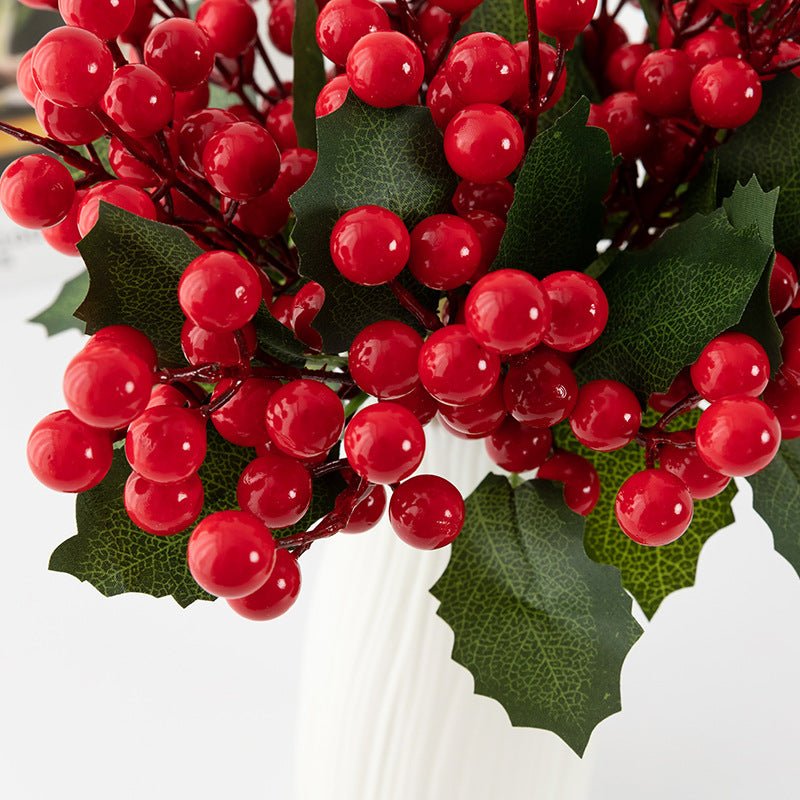 24 Pcs Artificial Christmas Holly Party Holiday Decorations Natural Color - YauSpark