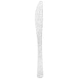 25 Pc Plastic Knives 7" Transparent Silver Glitter Classic Heavy Duty - YauSpark