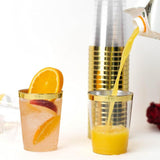 25 Pcs Plastic Tumbler Cups 10oz Clear with Gold Rim - YauSpark