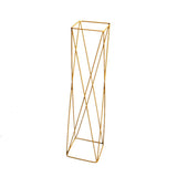 2Pc Metal Pedestal Stands 26" Gold Geometric Crisscross Design - YauSpark