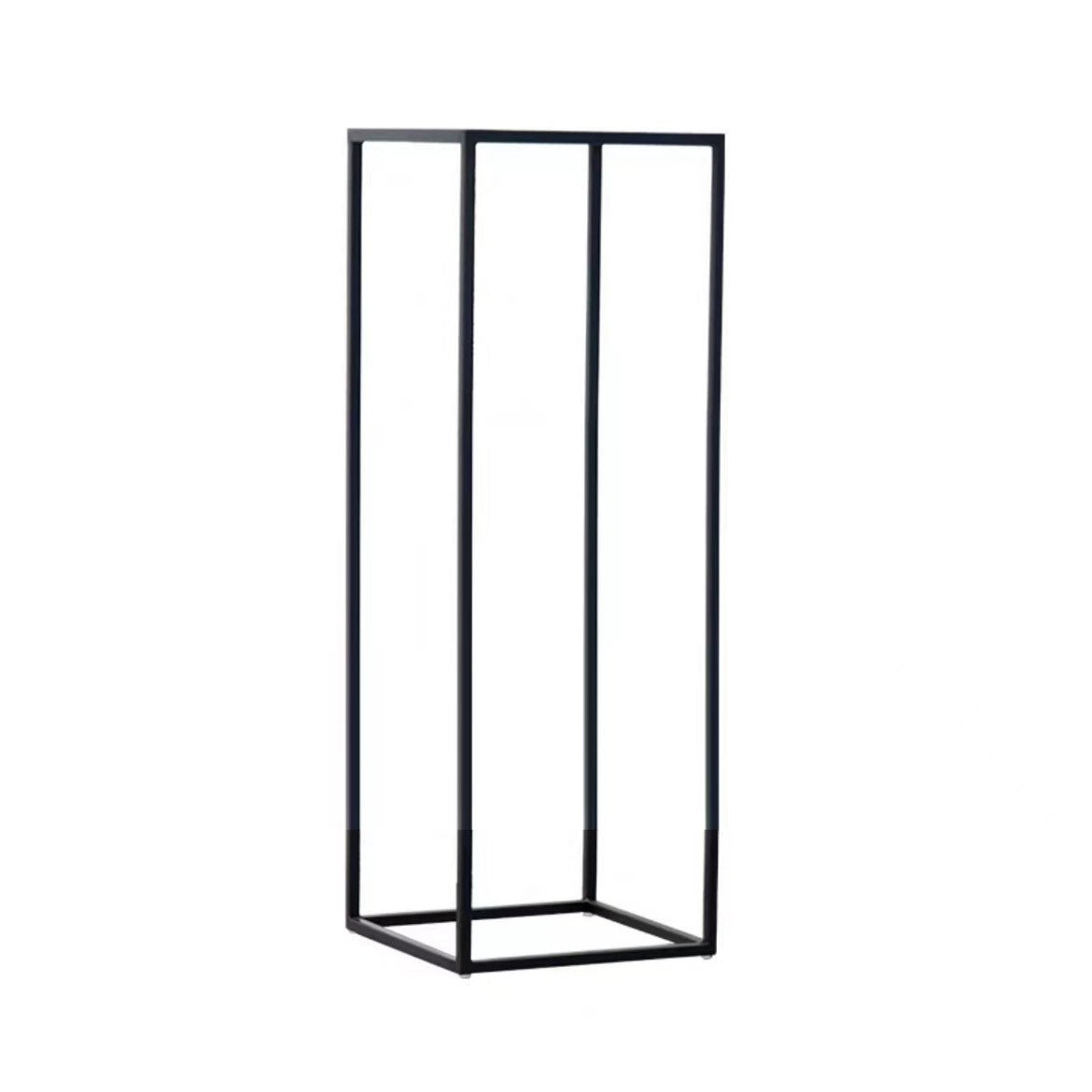 2Pc Rectangular Black Metal Wedding Flower Stand Geometric Column Frame - YauSpark