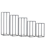 2Pc Rectangular Black Metal Wedding Flower Stand Geometric Column Frame - YauSpark