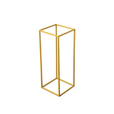 2Pc Rectangular Gold Metal Wedding Flower Stand Geometric Column Frame - YauSpark