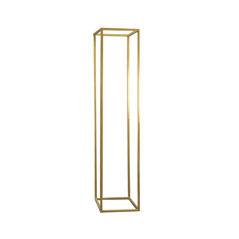 2Pc Rectangular Gold Metal Wedding Flower Stand Geometric Column Frame - YauSpark