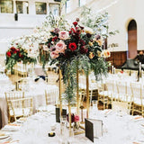 2Pc Rectangular Gold Metal Wedding Flower Stand Geometric Column Frame - YauSpark