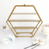 3-Tier Metal Hexagon Cupcake Stand 21" Matte Gold