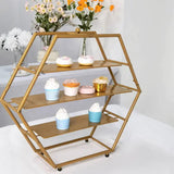 3-Tier Metal Hexagon Cupcake Stand 21" Matte Gold