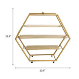 3-Tier Metal Hexagon Cupcake Stand 21" Matte Gold