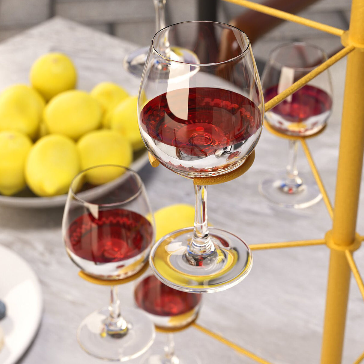 3-Tier Champagne Glass Holder Tower 22" Gold