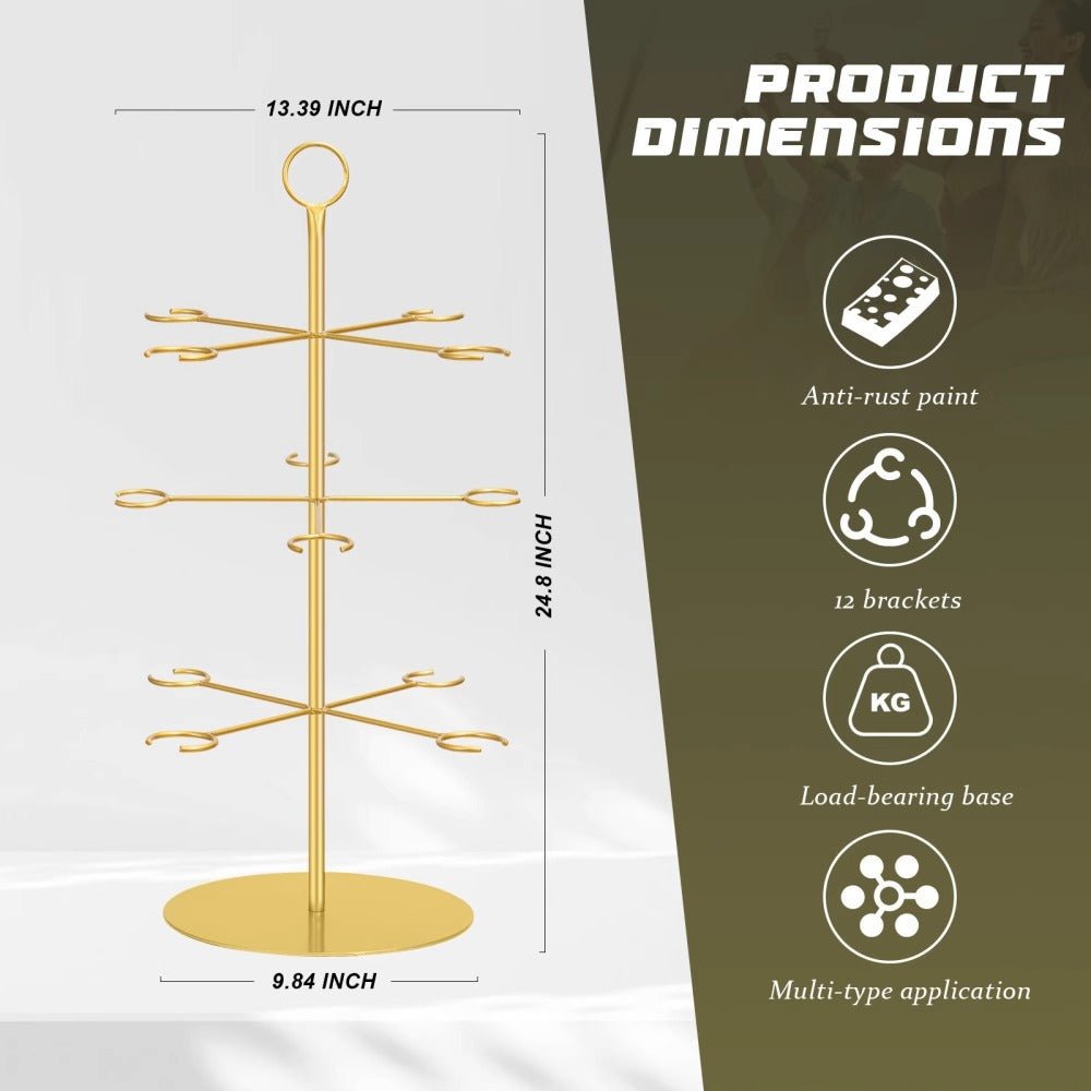 3 - Tier Champagne Glass Holder Tower 22" Gold - YauSpark