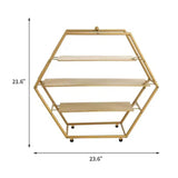 3 - Tier Metal Hexagon Cupcake Stand 21" Matte Gold - YauSpark