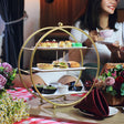 3 - Tier Metal Round Cupcake Stand 16" Matte Gold - YauSpark