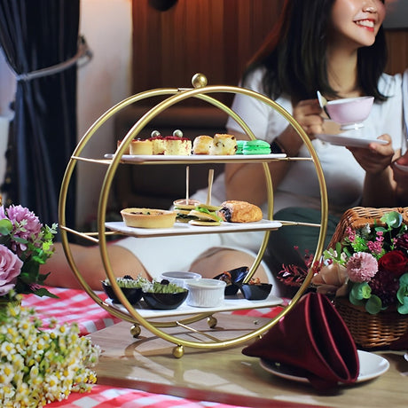 3 - Tier Metal Round Cupcake Stand 16" Matte Gold - YauSpark