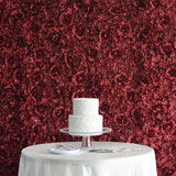 Burgundy 3D Silk Rose and Hydrangea Flower Wall Mat Backdrop - 4 Artificial Panels