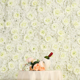 Milky White 3D Silk Rose and Hydrangea Flower Wall Mat Backdrop - 4 Artificial Panels