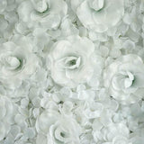 White 3D Silk Rose and Hydrangea Flower Wall Mat Backdrop - 4 Artificial Panels