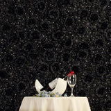 Black 3D Silk Rose and Hydrangea Flower Wall Mat Backdrop - 4 Artificial Panels
