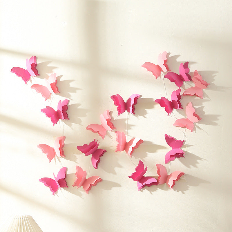 2 Pc 3D Paper Butterfly String Banners 9Ft Red