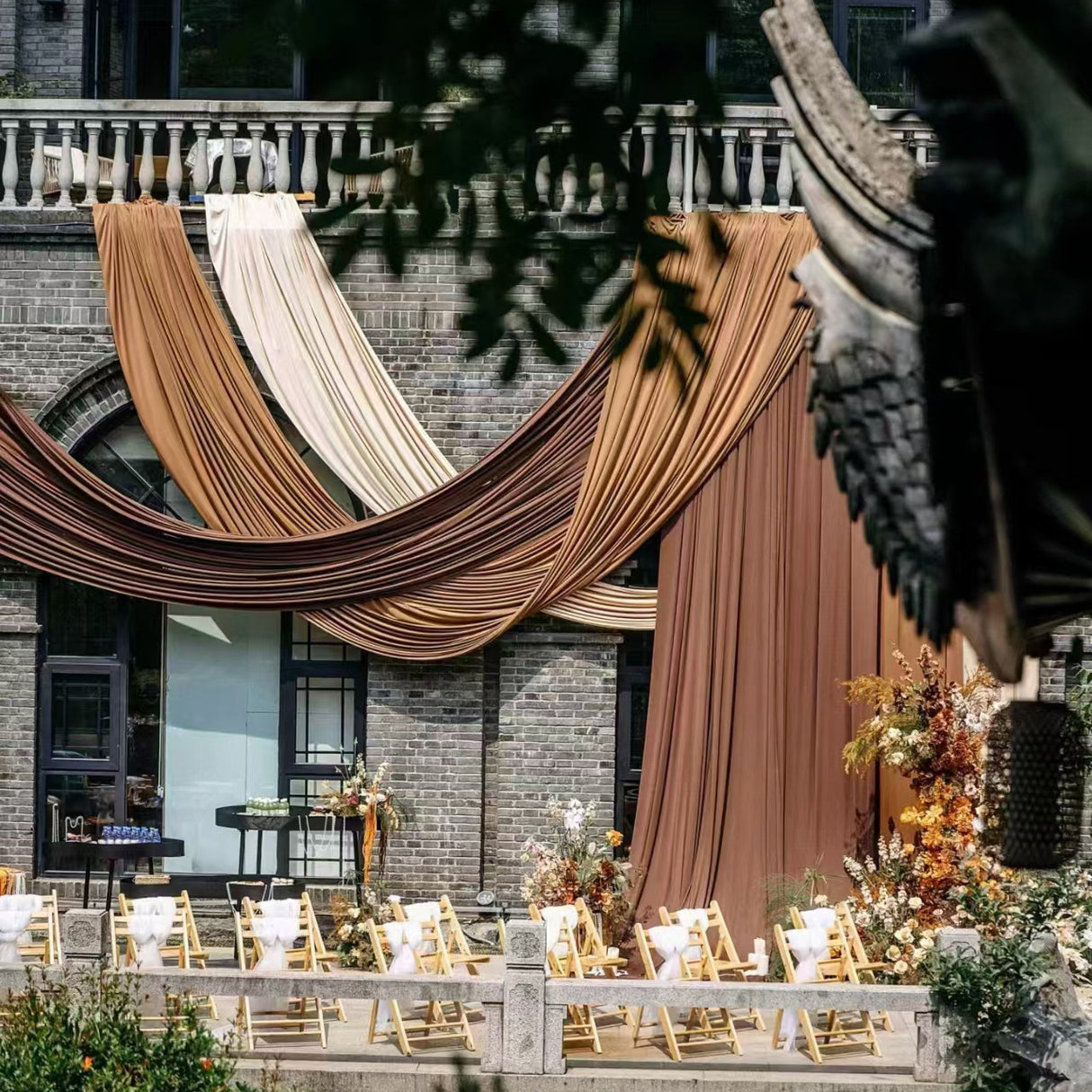 4-Way Stretch Spandex Backdrop Drape Curtain Light Brown
