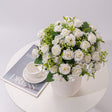 4 Bushes Artificial Rose Bridal Bouquet 12" White - YauSpark