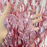 4 Pack Wavy Foil Fringe Curtain Party Backdrop 3.3x6.6 Ft Laser Pink - YauSpark