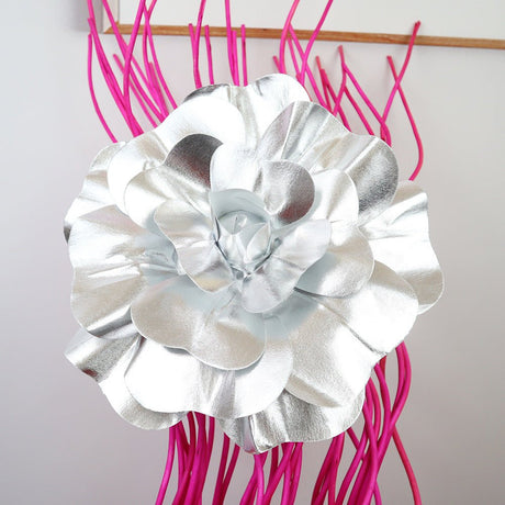 4 Packs Of Simulated Sliver Rose Flower Wall Decoration 24" - YauSpark