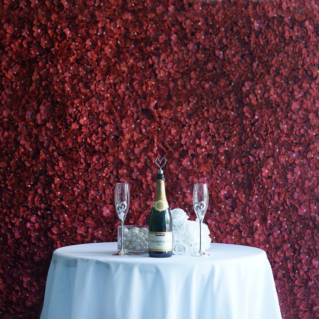 4 Pc Hydrangea Flower Wall Mat Backdrop 11 Sq ft Burgundy - YauSpark
