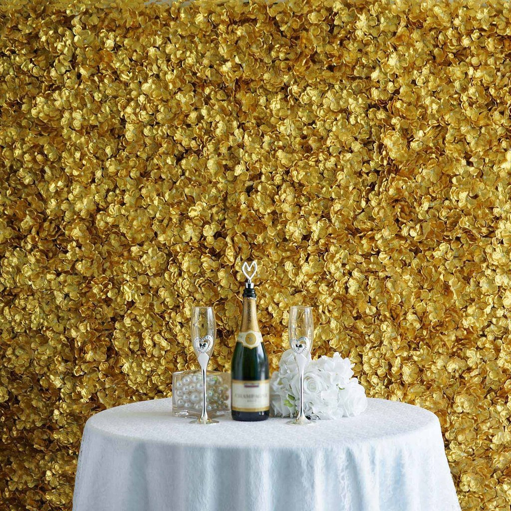 4 Pc Hydrangea Flower Wall Mat Backdrop 11 Sq ft Gold - YauSpark