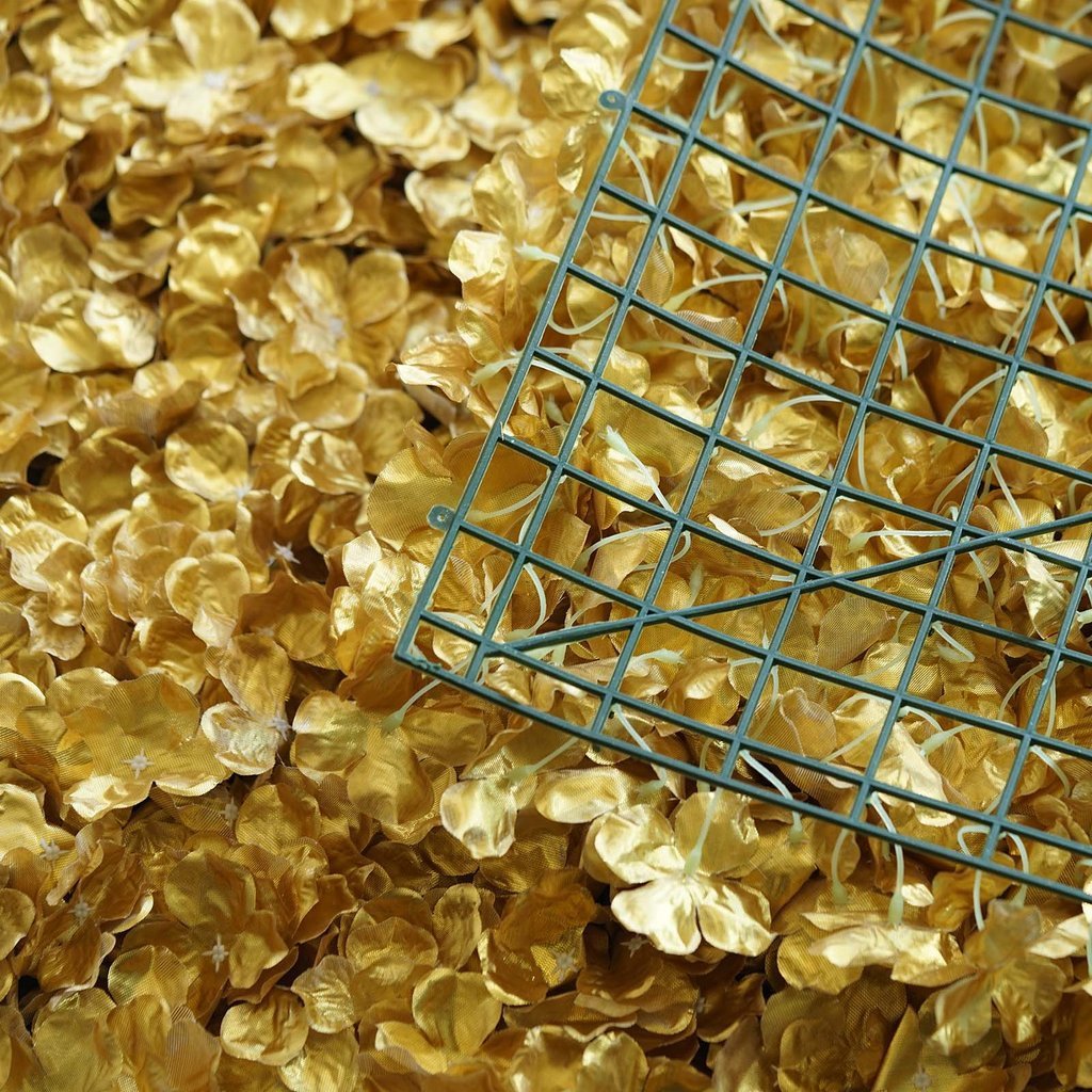 4 Pc Hydrangea Flower Wall Mat Backdrop 11 Sq ft Gold - YauSpark