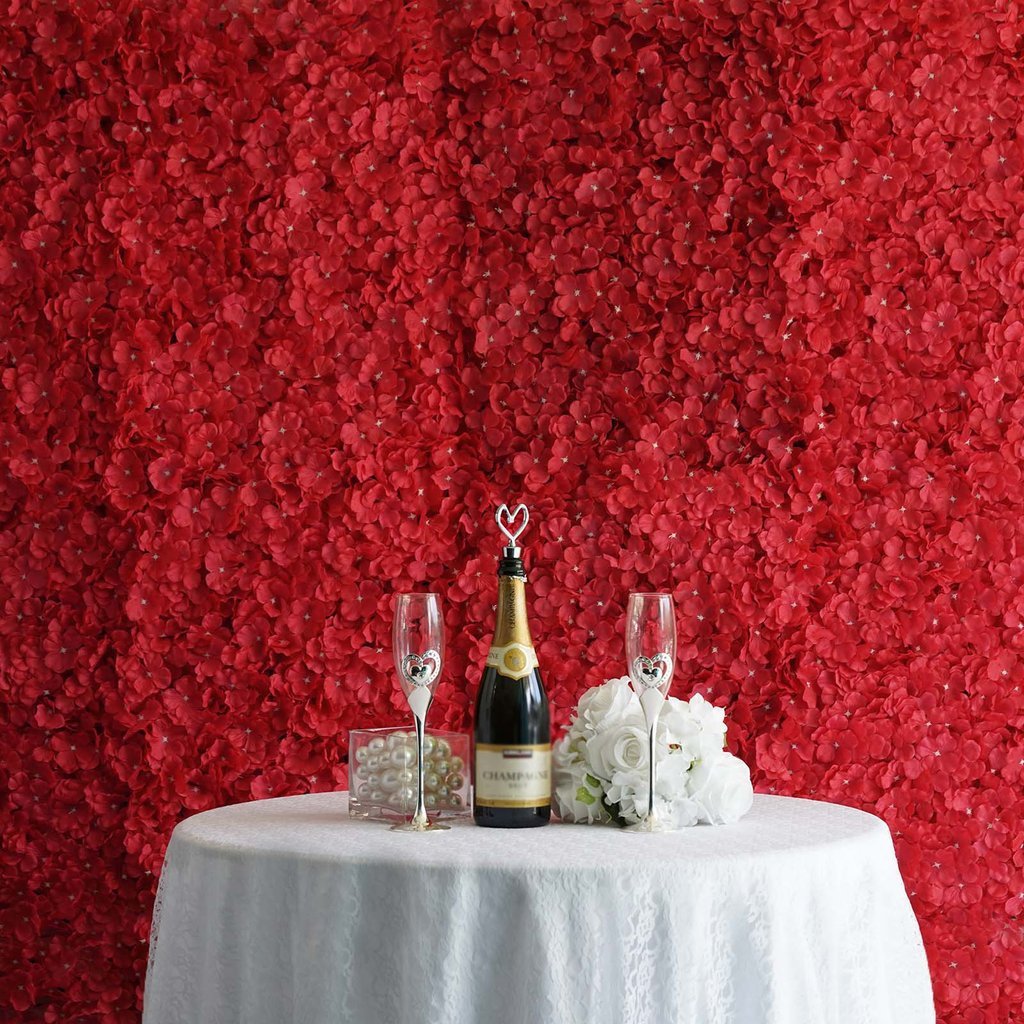 4 Pc Hydrangea Flower Wall Mat Backdrop 11 Sq ft Red - YauSpark