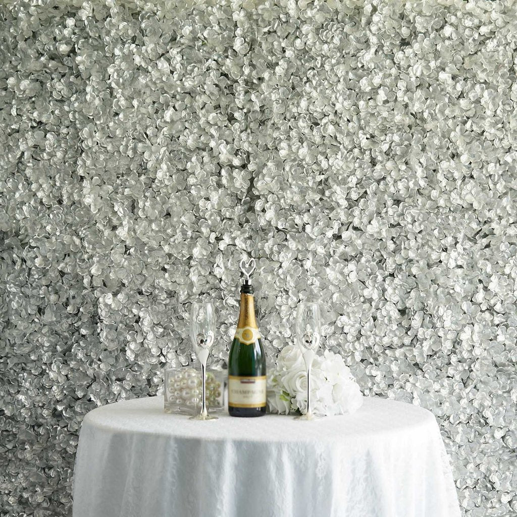 4 Pc Hydrangea Flower Wall Mat Backdrop 11 Sq ft Silver - YauSpark
