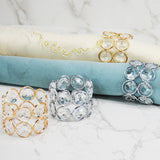 4 Pc ShinyAcrylic Crystal Gem Beaded Napkin Rings Gold - YauSpark