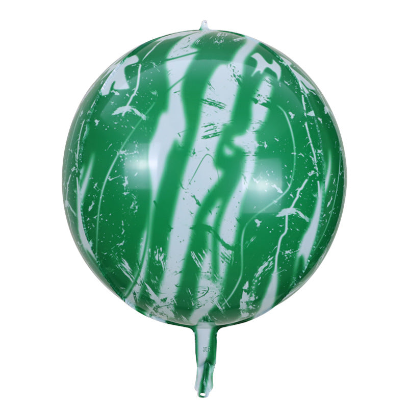 3 Pc Agate Green Marble Orbz Foil Balloons, 4D Sphere Mylar Balloons 22"