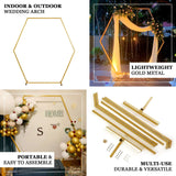 Heavy Duty Gold Metal Hexagonal Wedding Arch Photo Backdrop Stand 7.87ft
