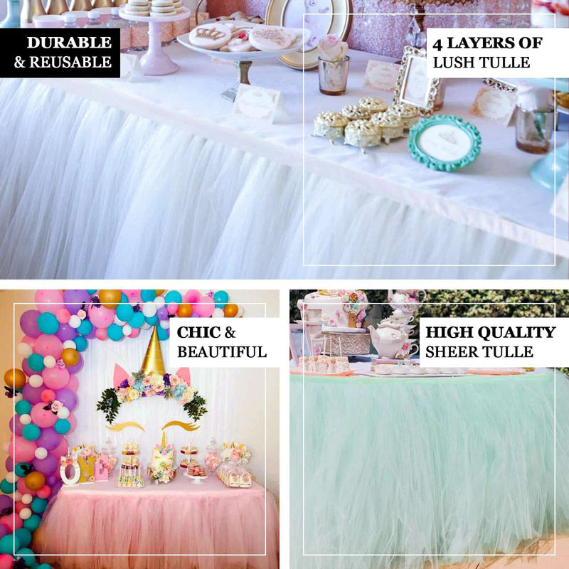 Tulle Table Skirt 14ft Light Pink