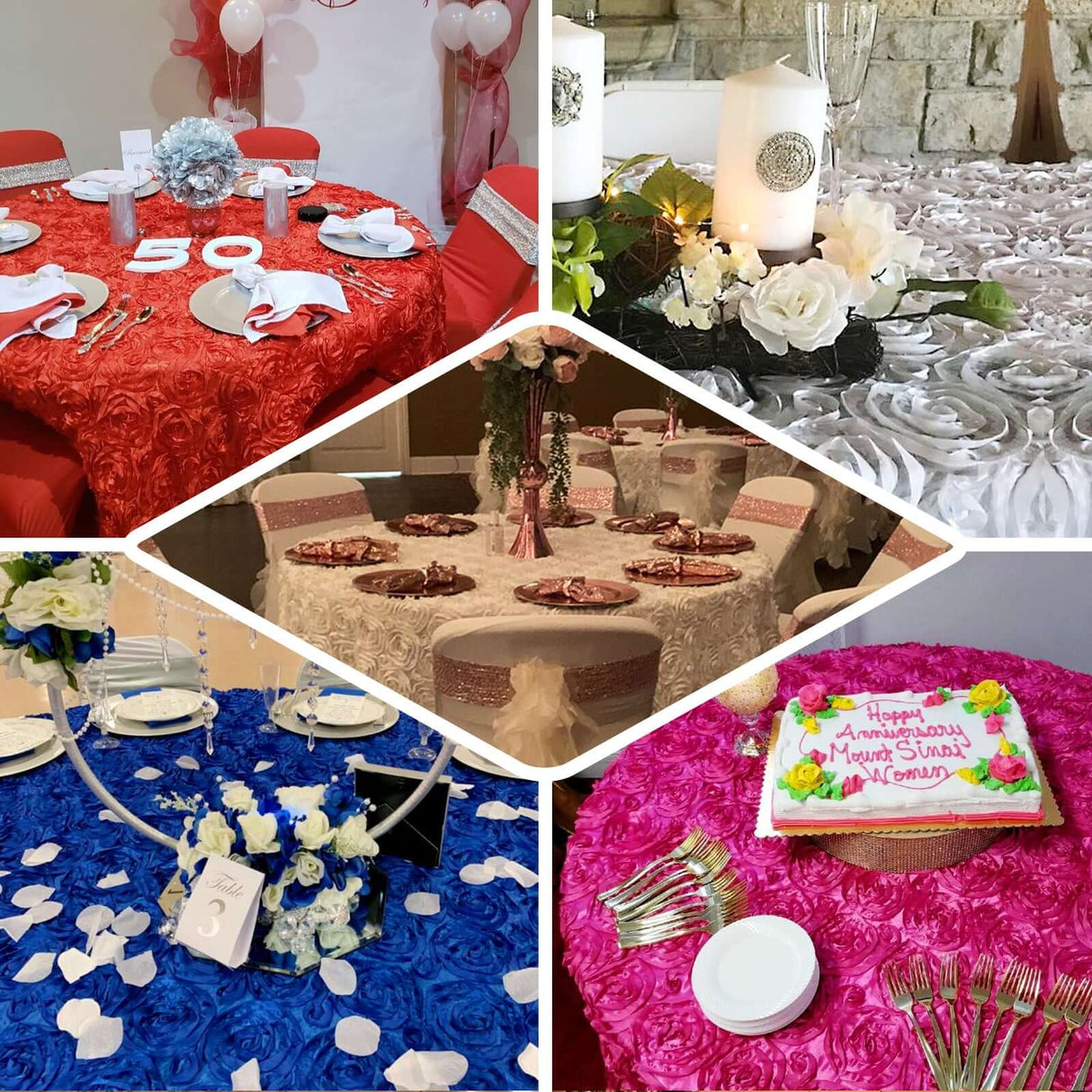 Satin Round Tablecloth 130" Royal Blue