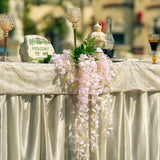 5 Pc Artificial Silk Hanging Wisteria Flower Garland Vines, 3 Strands in 1 Bush 44" Light Pink - YauSpark
