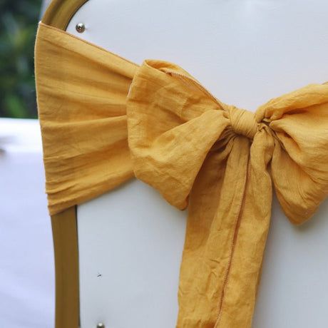 5 Pc Cotton Chair Sashes 7"x100" Ginger Yellow - YauSpark