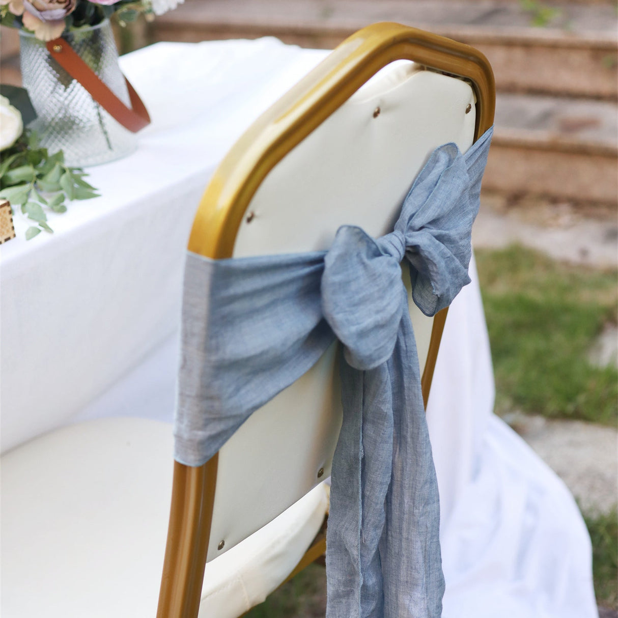 5 Pc Cotton Chair Sashes 7"x100" Grey - YauSpark