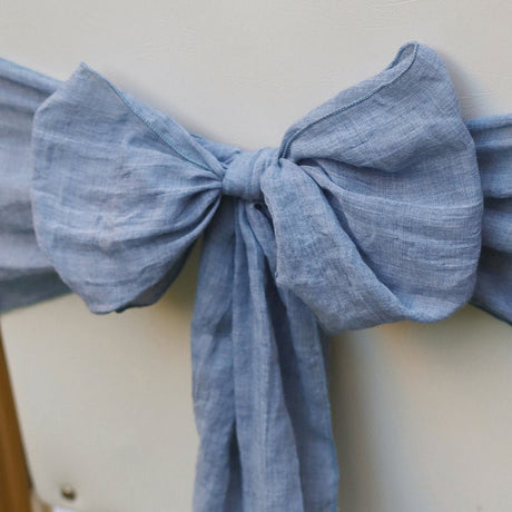 5 Pc Cotton Chair Sashes 7"x100" Haze Blue - YauSpark