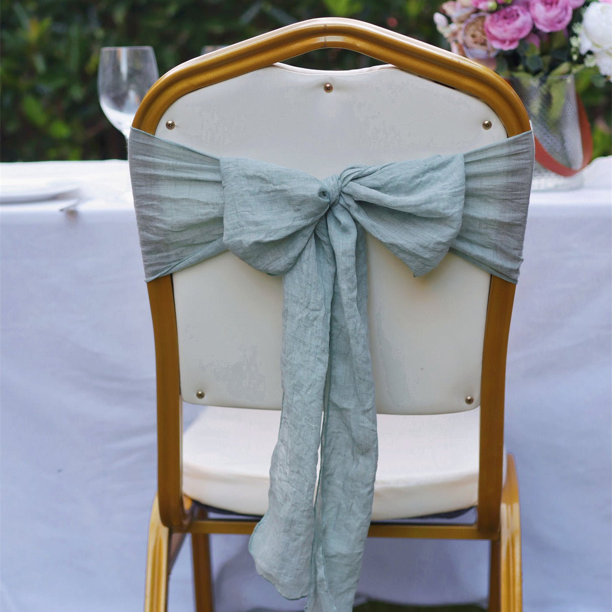 5 Pc Cotton Chair Sashes 7"x100" Light Green - YauSpark