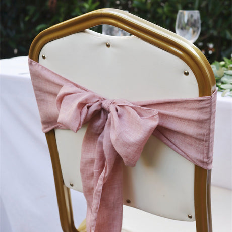5 Pc Cotton Chair Sashes 7"x100" Paste Pink - YauSpark
