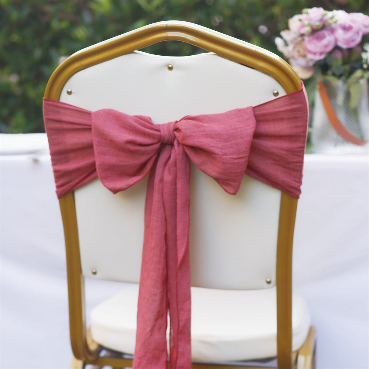 5 Pc Cotton Chair Sashes 7"x100" Wine Red - YauSpark