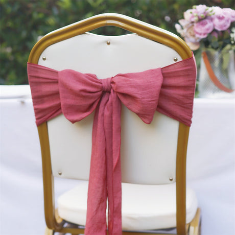 5 Pc Cotton Chair Sashes 7"x100" Wine Red - YauSpark