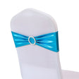 5 Pc Metallic Stretch Chair Sashes Bows 6"x14" Lake Blue - YauSpark