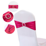 5 Pc Metallic Stretch Chair Sashes Bows 6"x14" Rose Red - YauSpark
