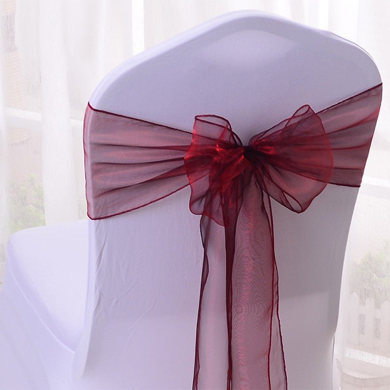 5 Pc Organza Chair Sashes Sheer 6.8" x 110" Beige - YauSpark