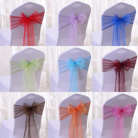5 Pc Organza Chair Sashes Sheer 6.8" x 110" Black - YauSpark