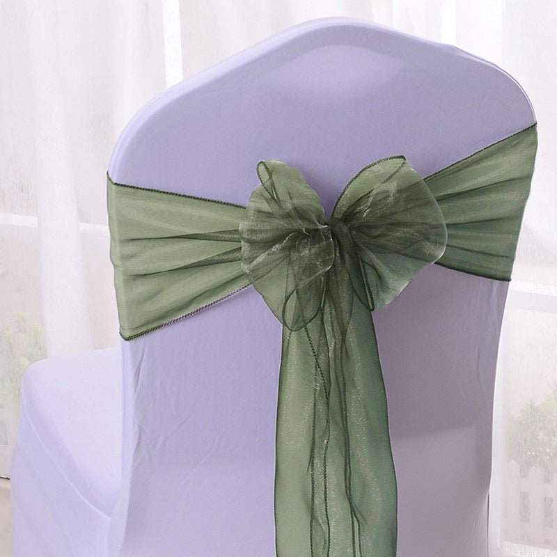 5 Pc Organza Chair Sashes Sheer 6.8" x 110" Black - YauSpark