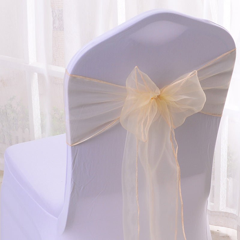 5 Pc Organza Chair Sashes Sheer 6.8" x 110" Black - YauSpark